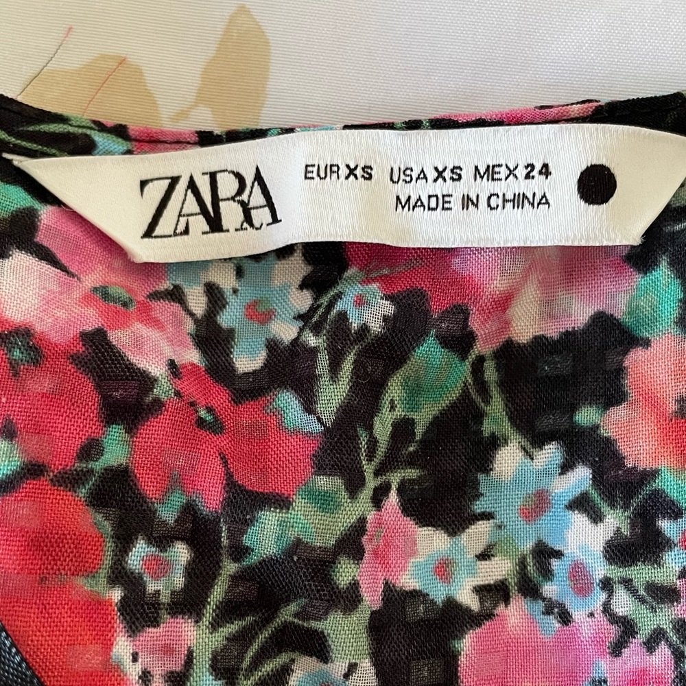 Zara floral ruffled V neck oversized midi dress - Picture 14 of 16